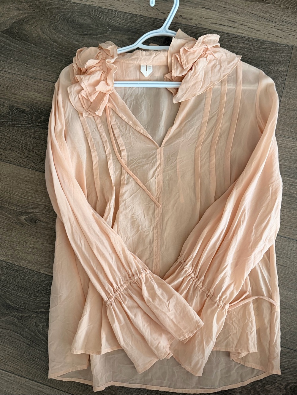 Arket Women's Peach Ruffle-Trim Long Sleeve Blouse
